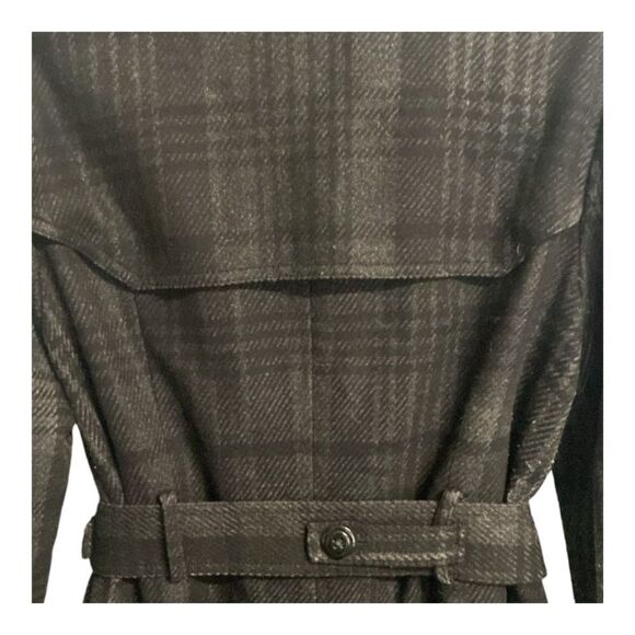 80% wool warm plaid check trench coat as seen on Kate Middleton size L - Picture 4 of 11